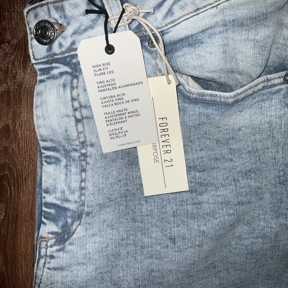 Retro High Rise Flare Leg Jeans Light Wash Denim Stretch- SIZE 14 - Picture 8 of 11